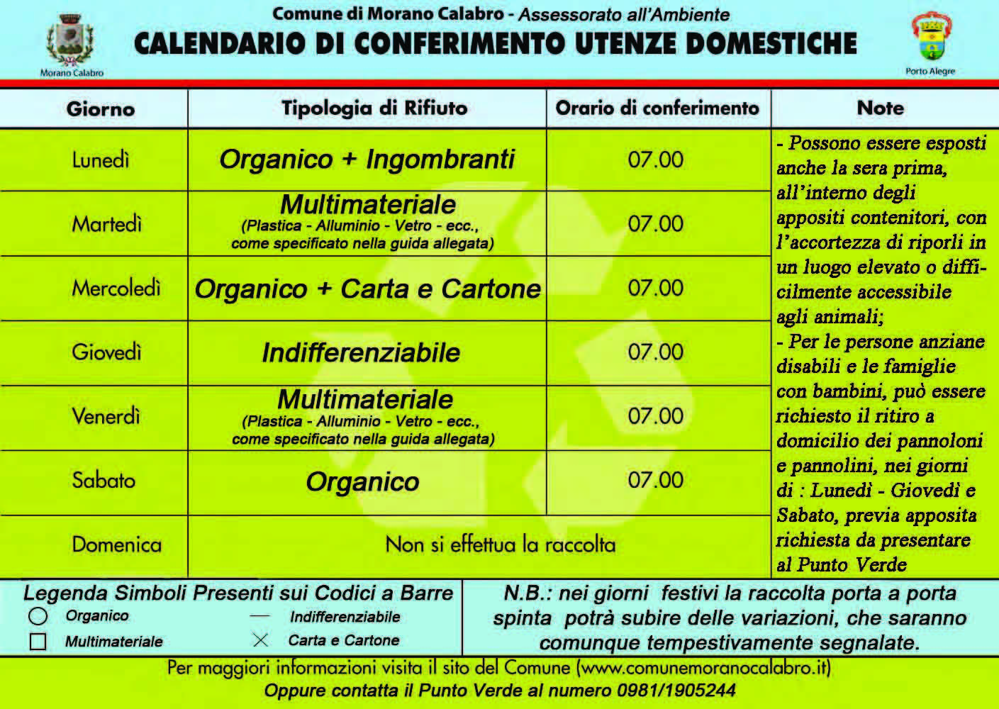 Calendario Raccolta Differenziata